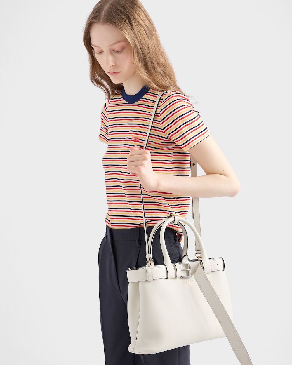 Prada Buckle Small Leather Handbag With Belt - Image 6